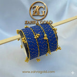 Blue Dotted Golden Viral Kashmiri Bangles