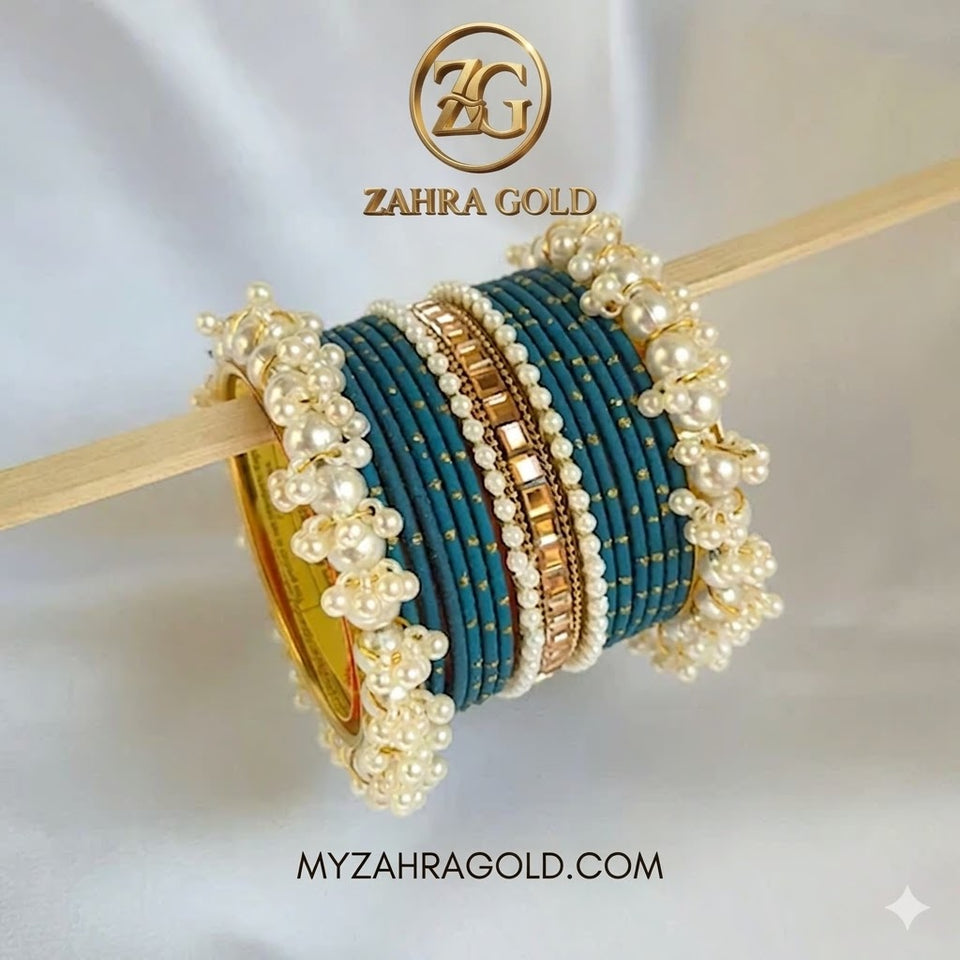Single Square Karra Graphite Blue Bangles