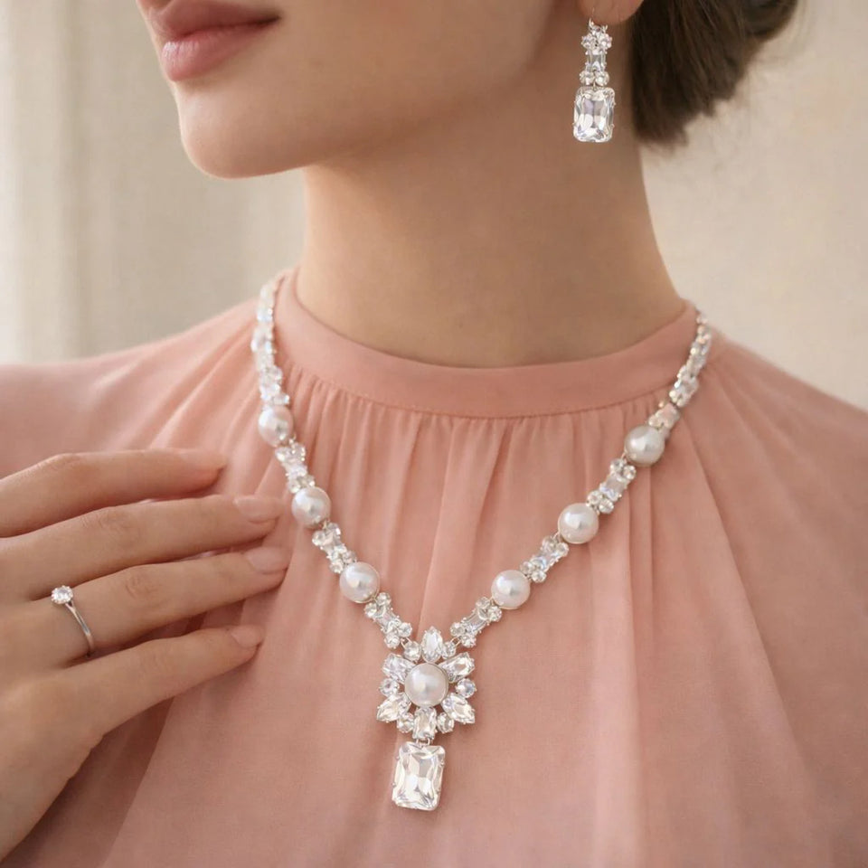 Premium Zircon Necklace-14 (Silver)