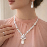 Premium Zircon Necklace-14 (Silver)