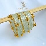 White Viral Raindrop Original Kashmiri Glass Bangles