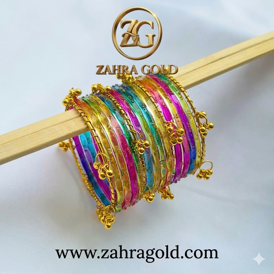 Dark Multi Raindrop Original Kashmiri Glass Bangles