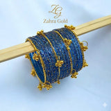 Royal Blue Viral Raindrop Original Kashmiri Glass Bangles