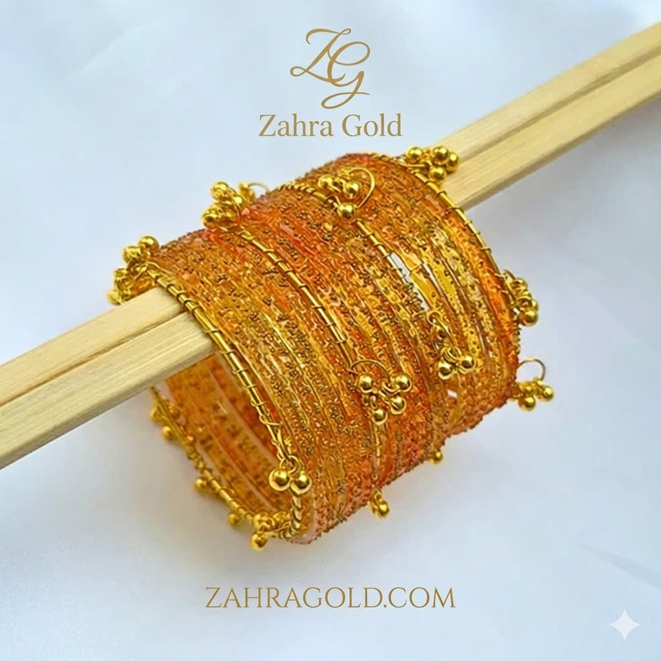 Orange Viral Raindrop Original Kashmiri Glass Bangles