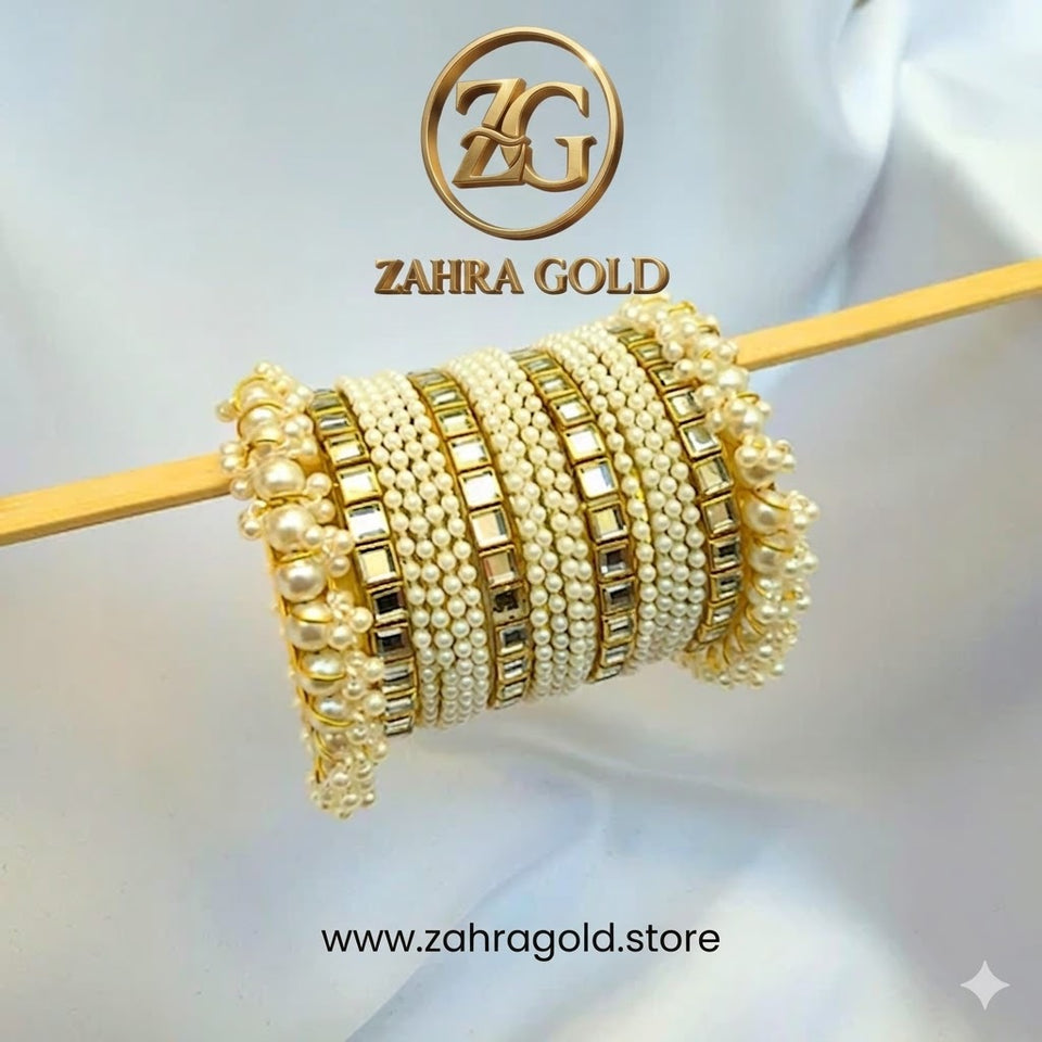 Tetra Golden Karra Pearl Bangles. Size 2.5