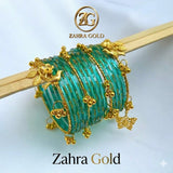 Sea Green Raindrop Original Kashmiri Glass Bangles