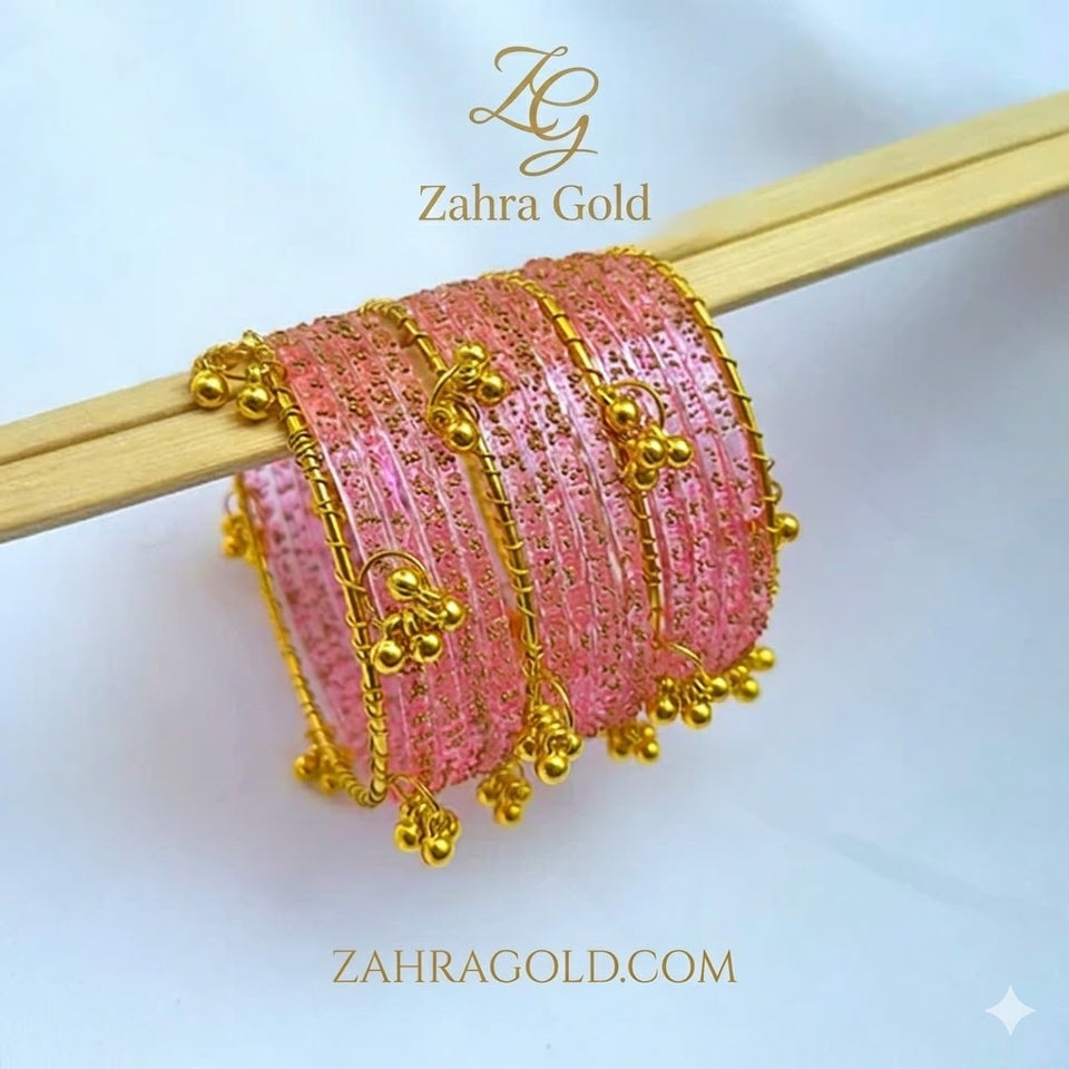 Light Pink Viral Raindrop Original Kashmiri Glass Bangles