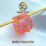 Light Pink Viral Raindrop Kashmiri Bangles - 2.5